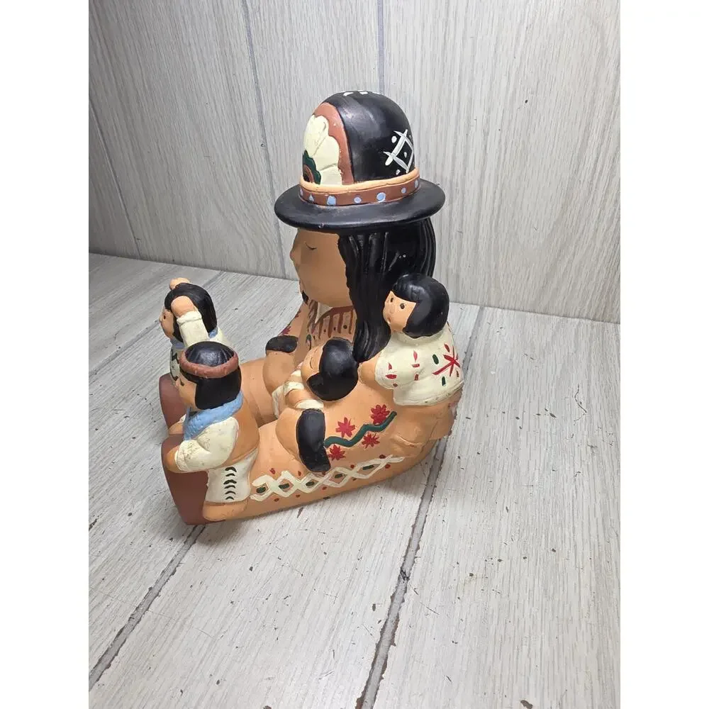 VTG House of Lloyd 1996 Native American Storyteller 5 Children Pottery Figure